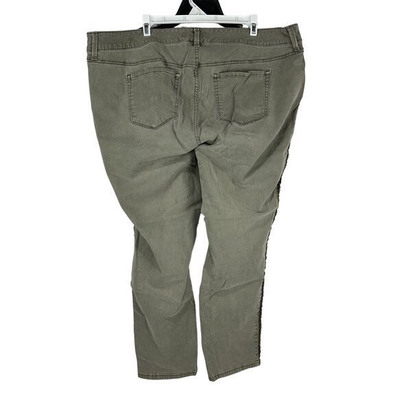 Torrid Denim Womens Size 22 Khaki Pants Embroidered Trim Casual - Picture 3 of 9
